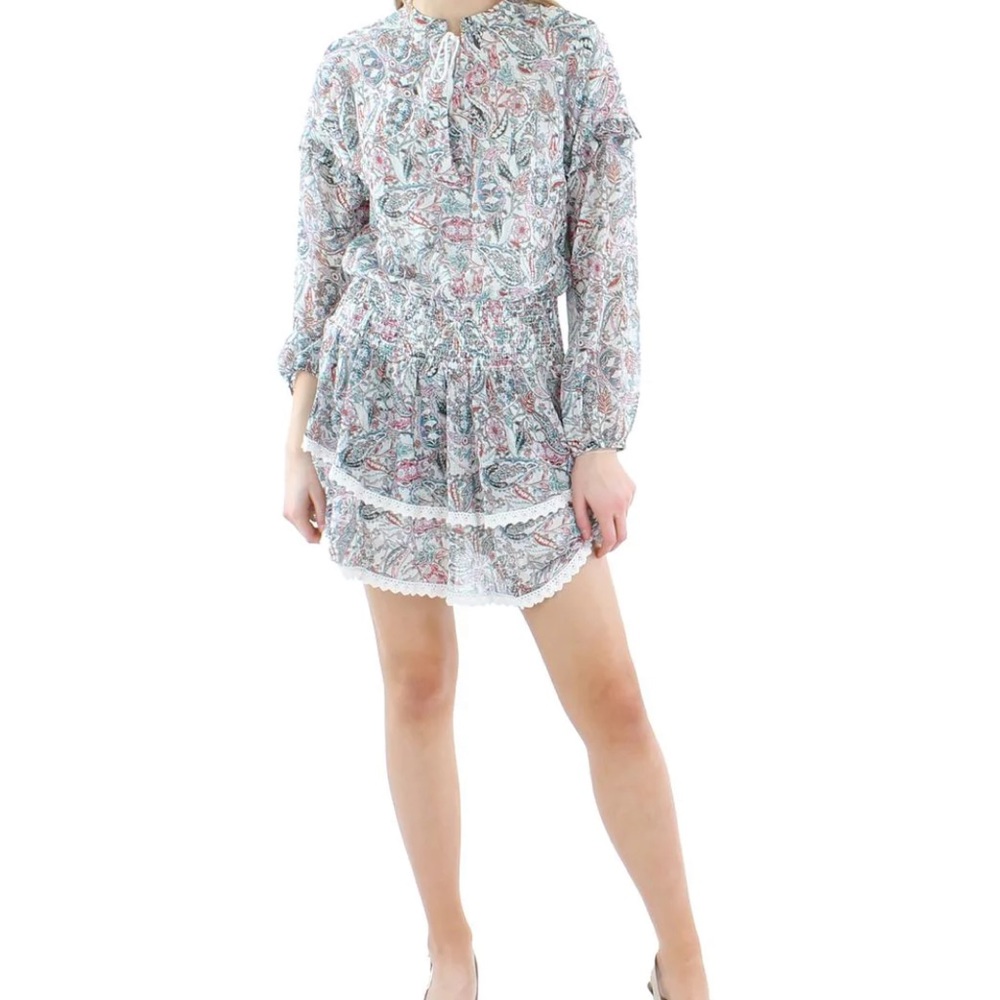 Long sleeve smocked mini dress